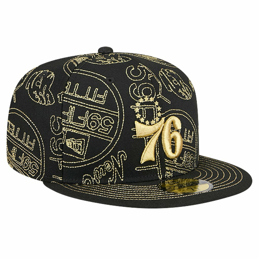 Philadelphia 76ers 59FIFTY Day Allover Print Stencil Fitted Hat Outlet