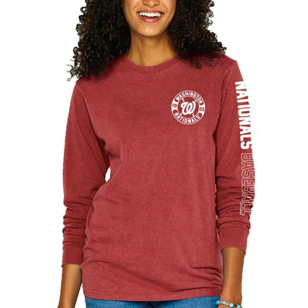 Washington Nationals Soft as a Grape Women's Pigment-Dyed Long Sleeve T-Shirt | MLB Near me