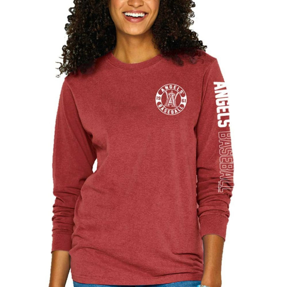 Los Angeles Angels Soft as a Grape Women's Pigment-Dyed Long Sleeve T-Shirt | MLB For sale