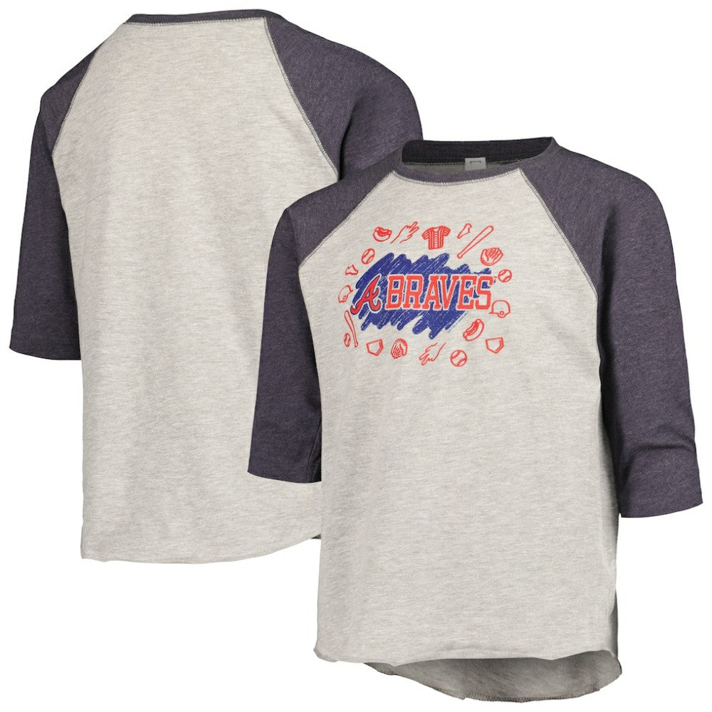 Atlanta Braves Soft as a Grape Youth Raglan 3/4 Sleeve T-Shirt | MLB For sale