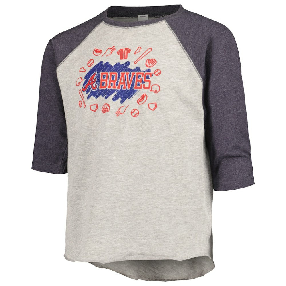 Atlanta Braves Soft as a Grape Youth Raglan 3/4 Sleeve T-Shirt | MLB For sale