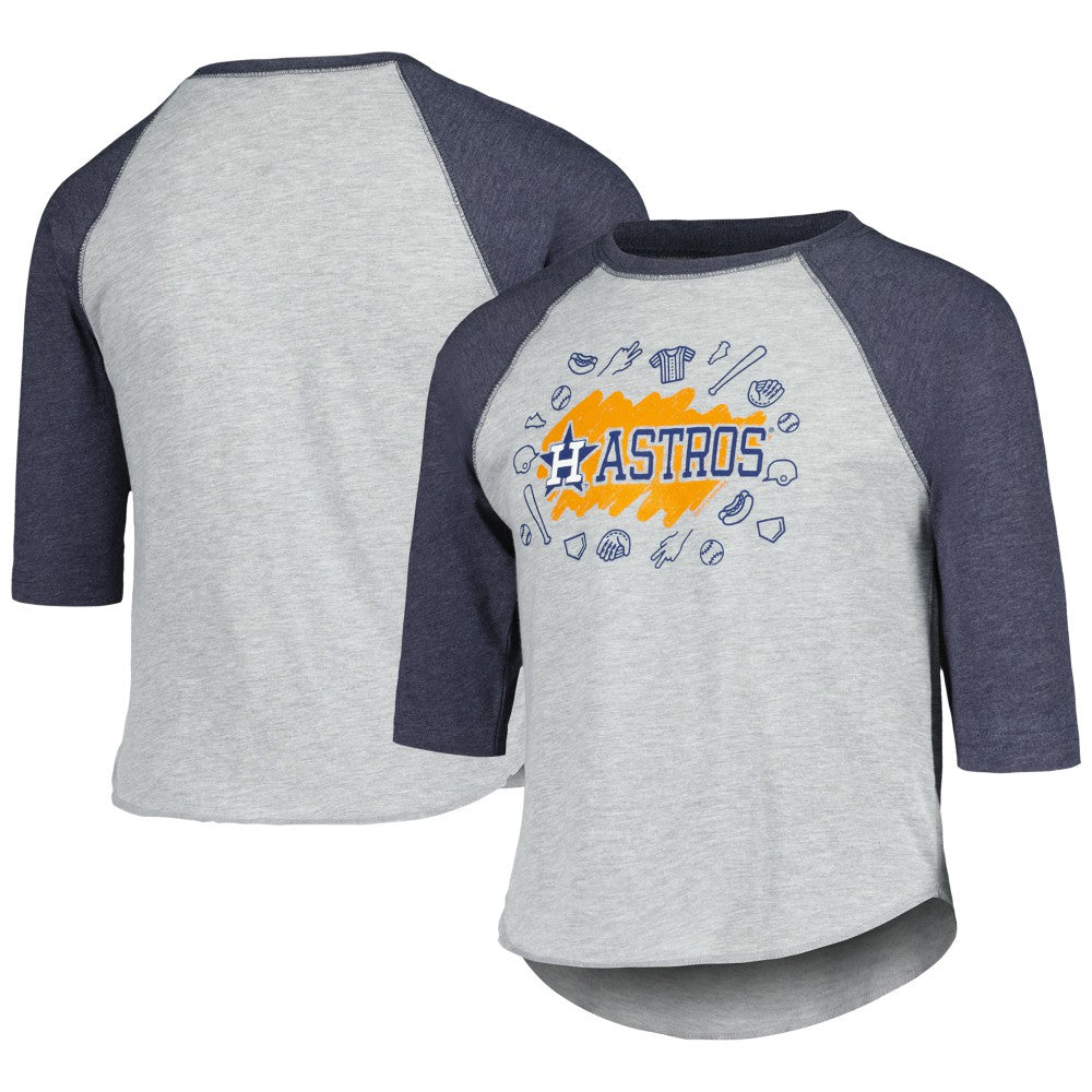 Houston Astros Soft as a Grape Youth Raglan 3/4 Sleeve T-Shirt | MLB Sale