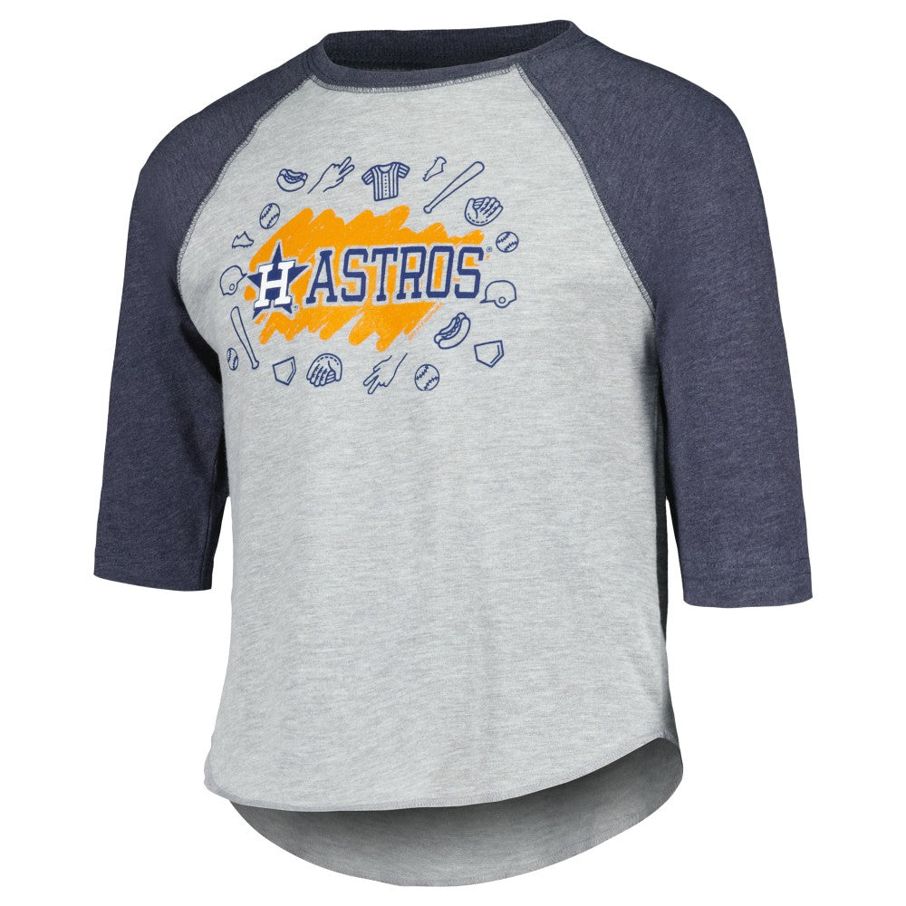 Houston Astros Soft as a Grape Youth Raglan 3/4 Sleeve T-Shirt | MLB Sale