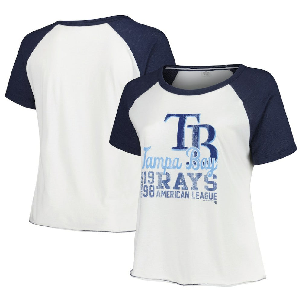 Tampa Bay Rays Soft as a Grape Women's Plus Size Baseball Raglan T-Shirt | MLB On Sale