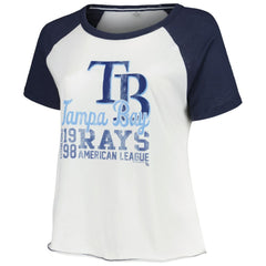 Tampa Bay Rays Soft as a Grape Women's Plus Size Baseball Raglan T-Shirt | MLB On Sale