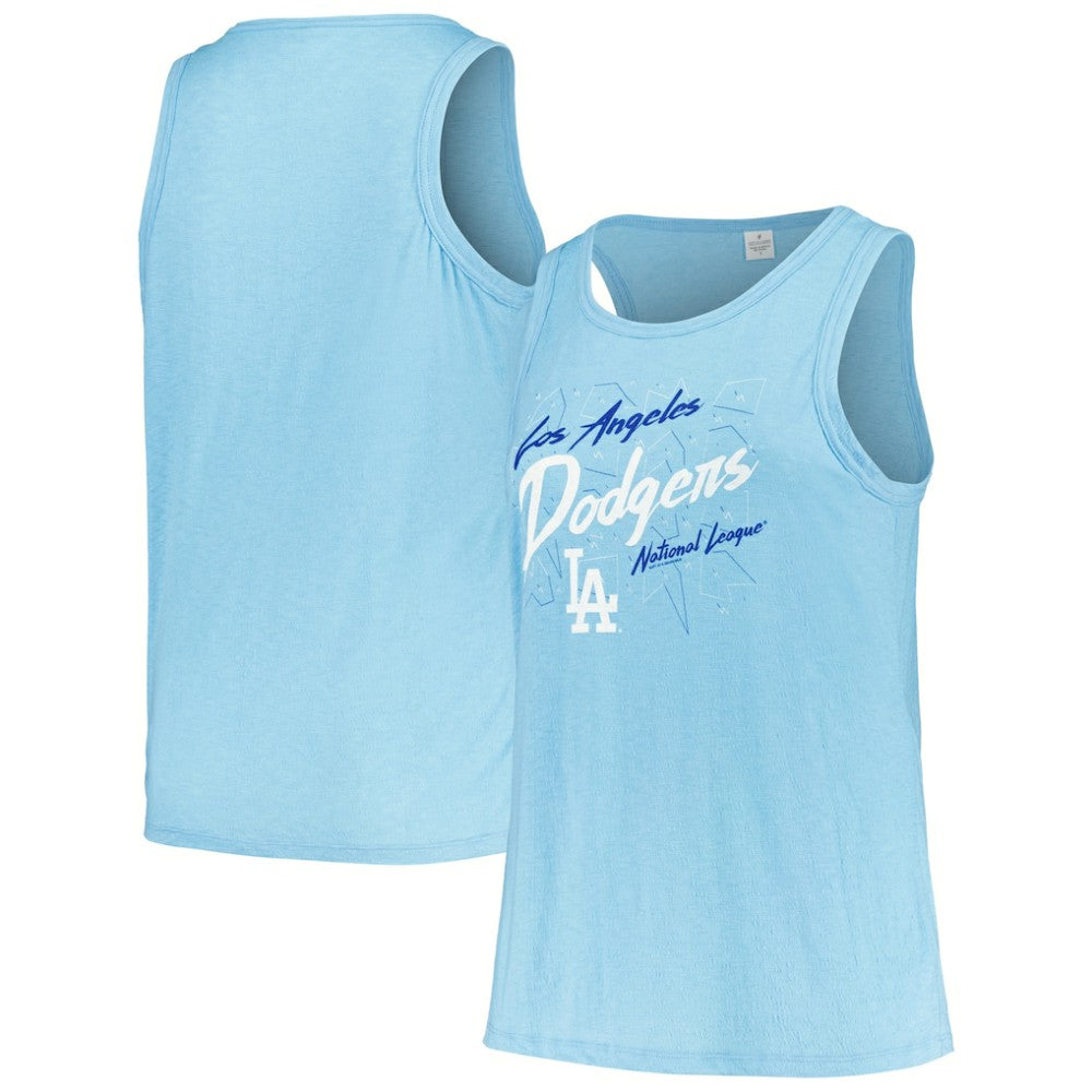 Los Angeles Dodgers Soft as a Grape Women's Plus Size Curvy High Neck Tri-Blend Tank Top | MLB New