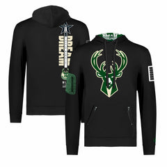 Milwaukee Bucks FISLL x Black History Collection Unisex Pullover Hoodie - Black outlet For Sale