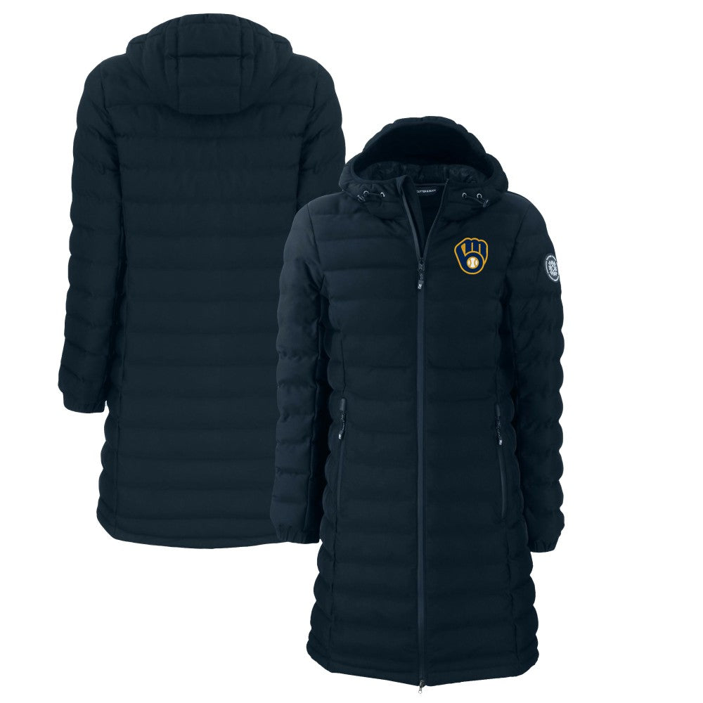 Milwaukee Brewers Cutter & Buck Women's Mission Ridge Repreve Eco Insulated Full-Zip Long Puffer Jacket | MLB Discount