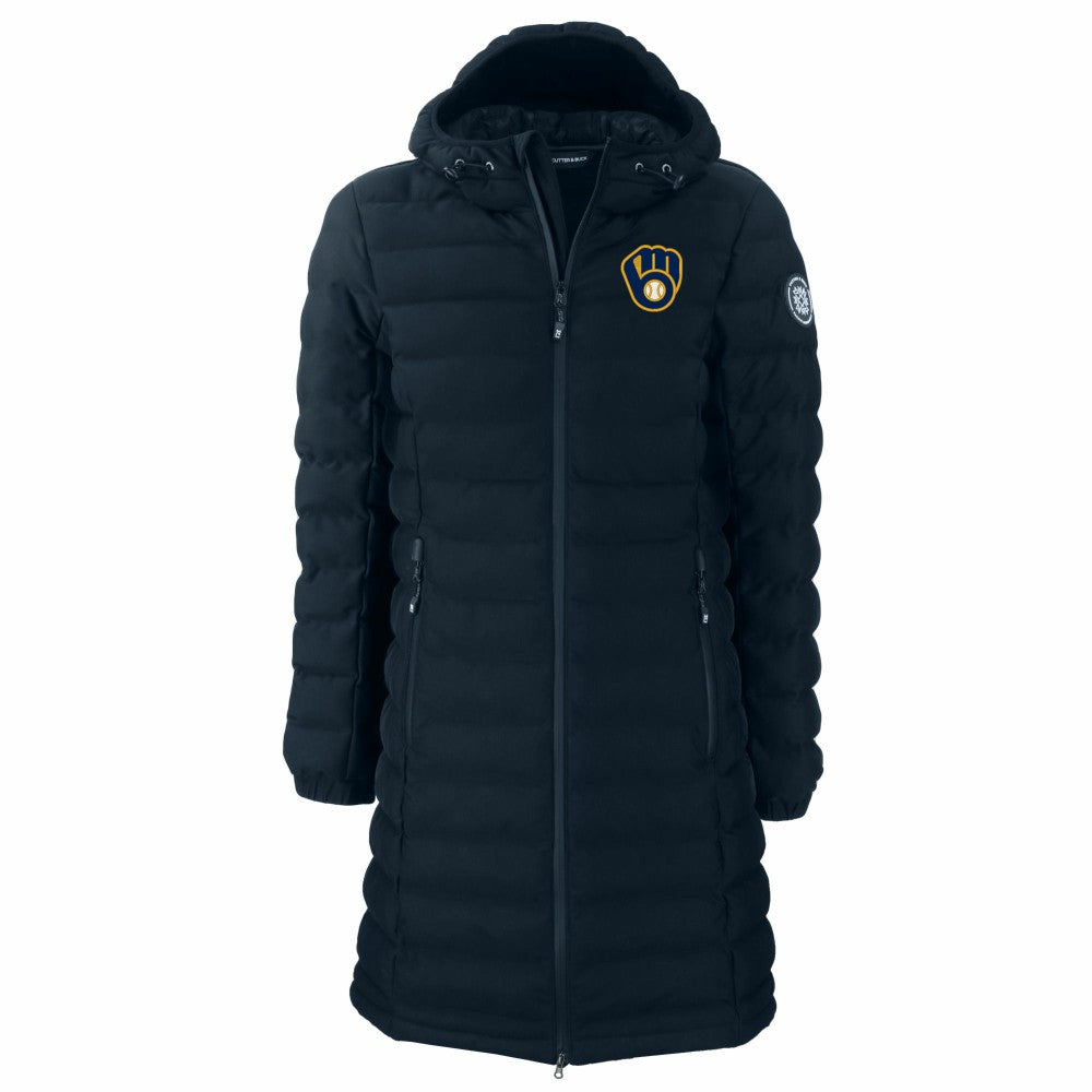 Milwaukee Brewers Cutter & Buck Women's Mission Ridge Repreve Eco Insulated Full-Zip Long Puffer Jacket | MLB Discount