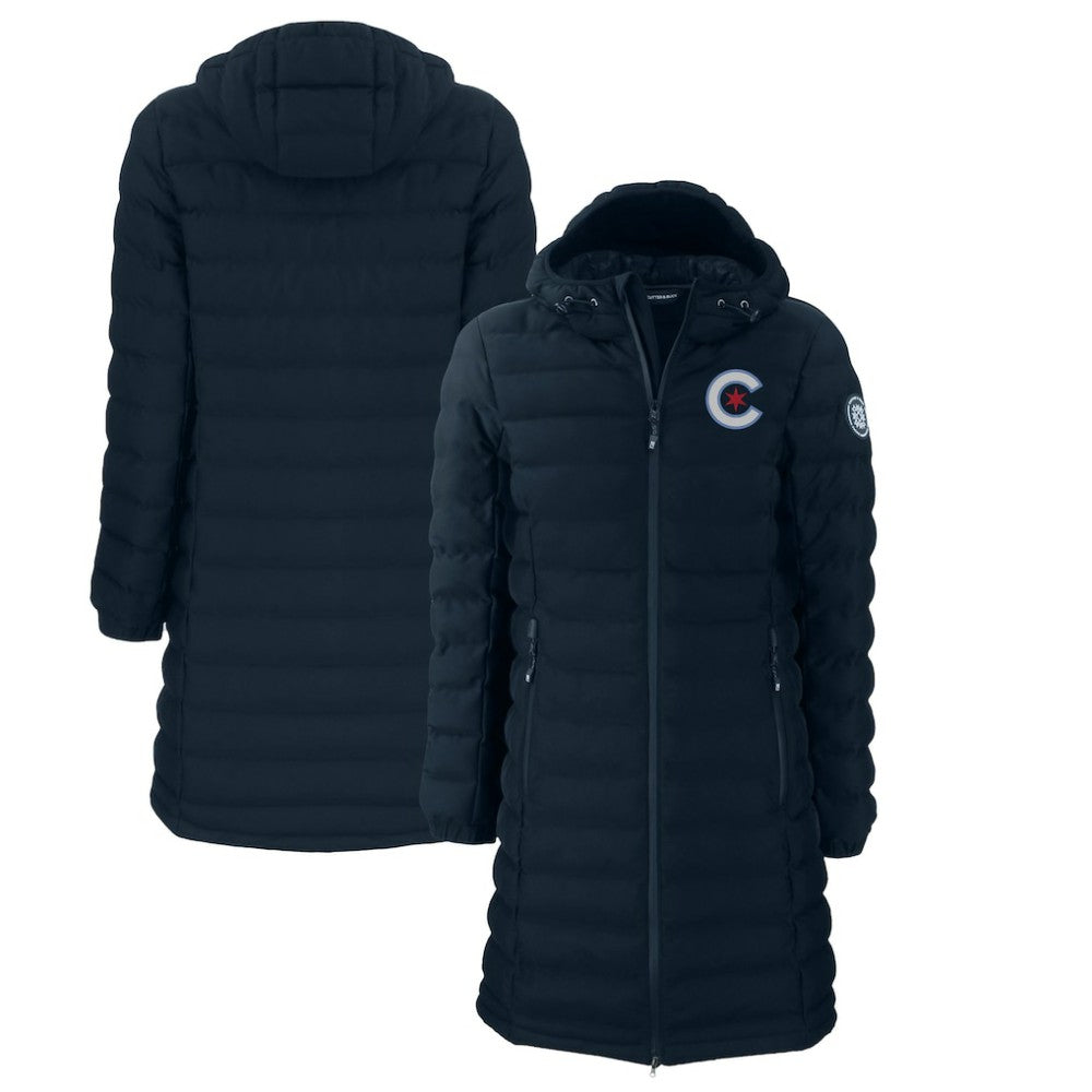 Chicago Cubs Cutter & Buck Women's City Connect Mission Ridge Repreve Eco Insulated Full-Zip Long Puffer Jacket | MLB US
