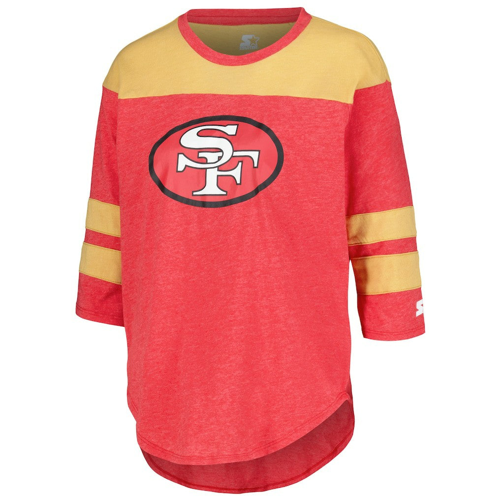 San Francisco 49ers  Starter Women's Fullback Tri-Blend 3/4-Sleeve T-Shirt