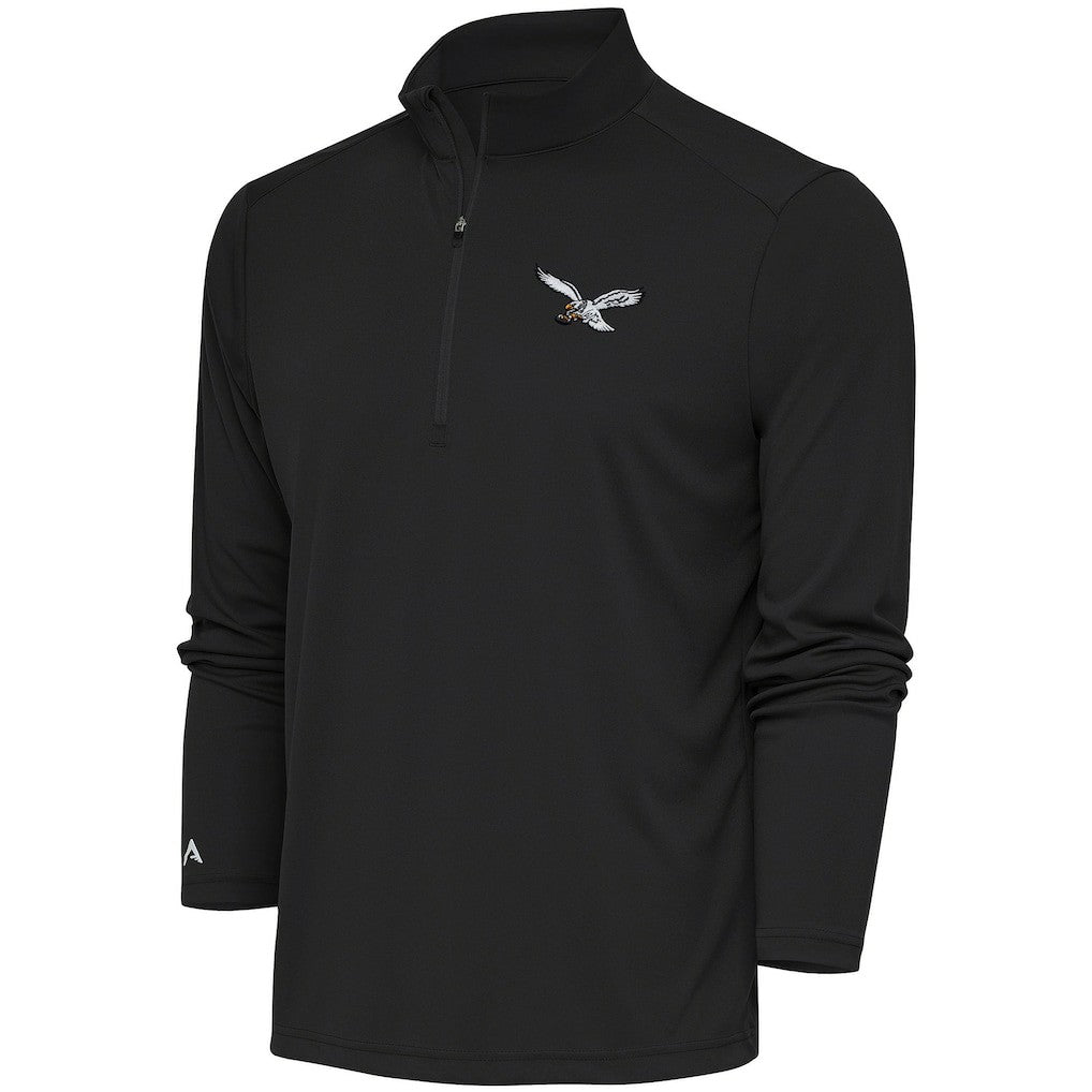 Philadelphia Eagles  Antigua Throwback Logo Tribute Quarter-Zip Pullover Top