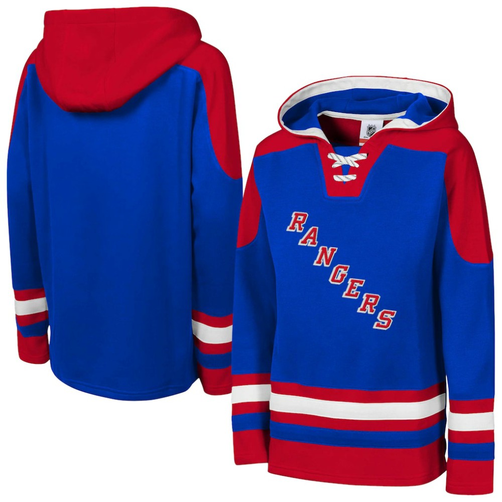 New York Rangers Youth Ageless Must Have Home V-Neck Pullover Hoodie On Sale