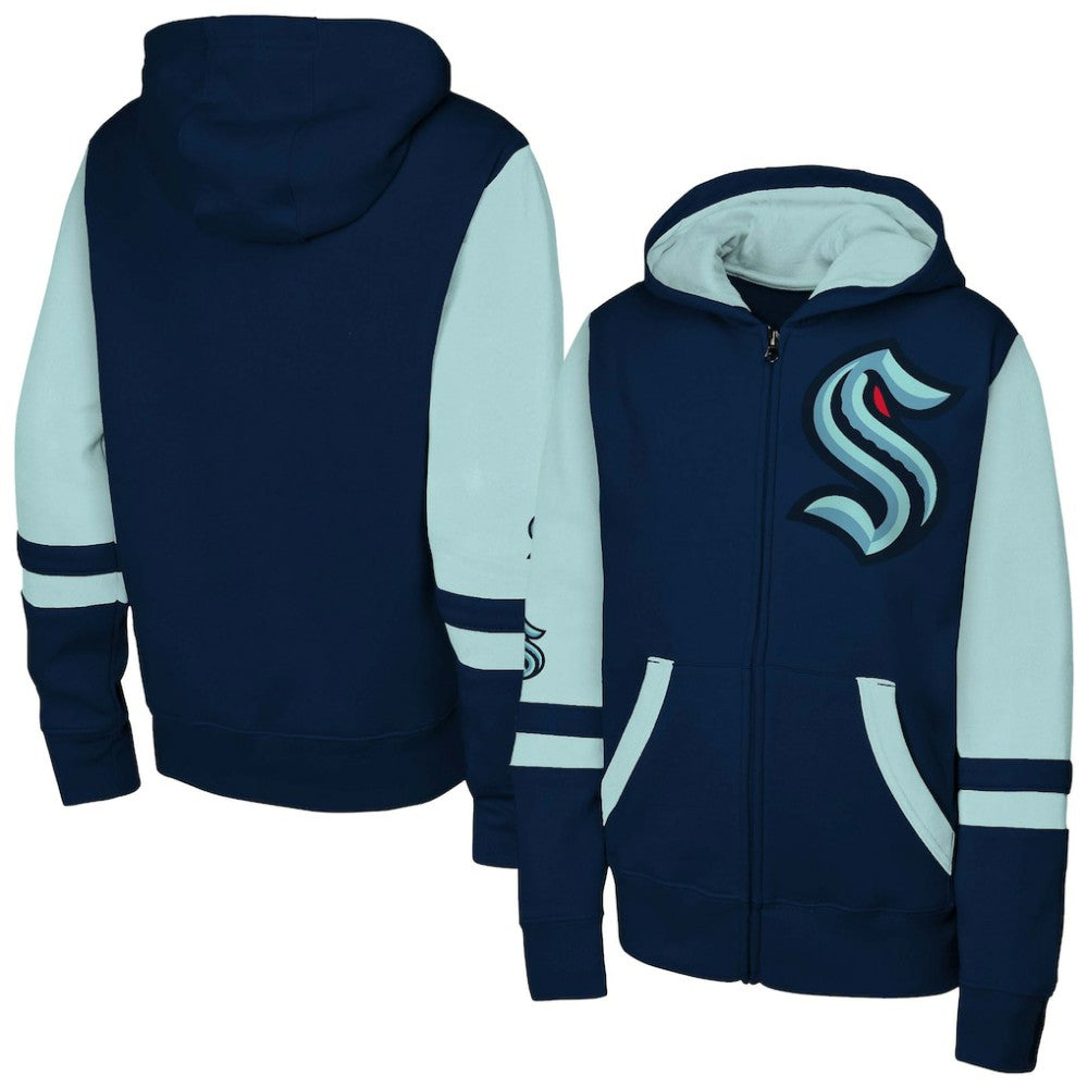 Seattle Kraken Youth Face Off Full-Zip Hoodie On Sale