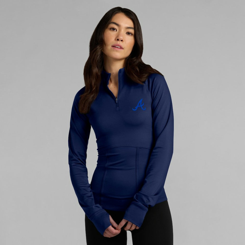 Atlanta Braves Fanatics Women's Elements Raglan Tri-Blend Quarter-Zip Top | MLB On Sale