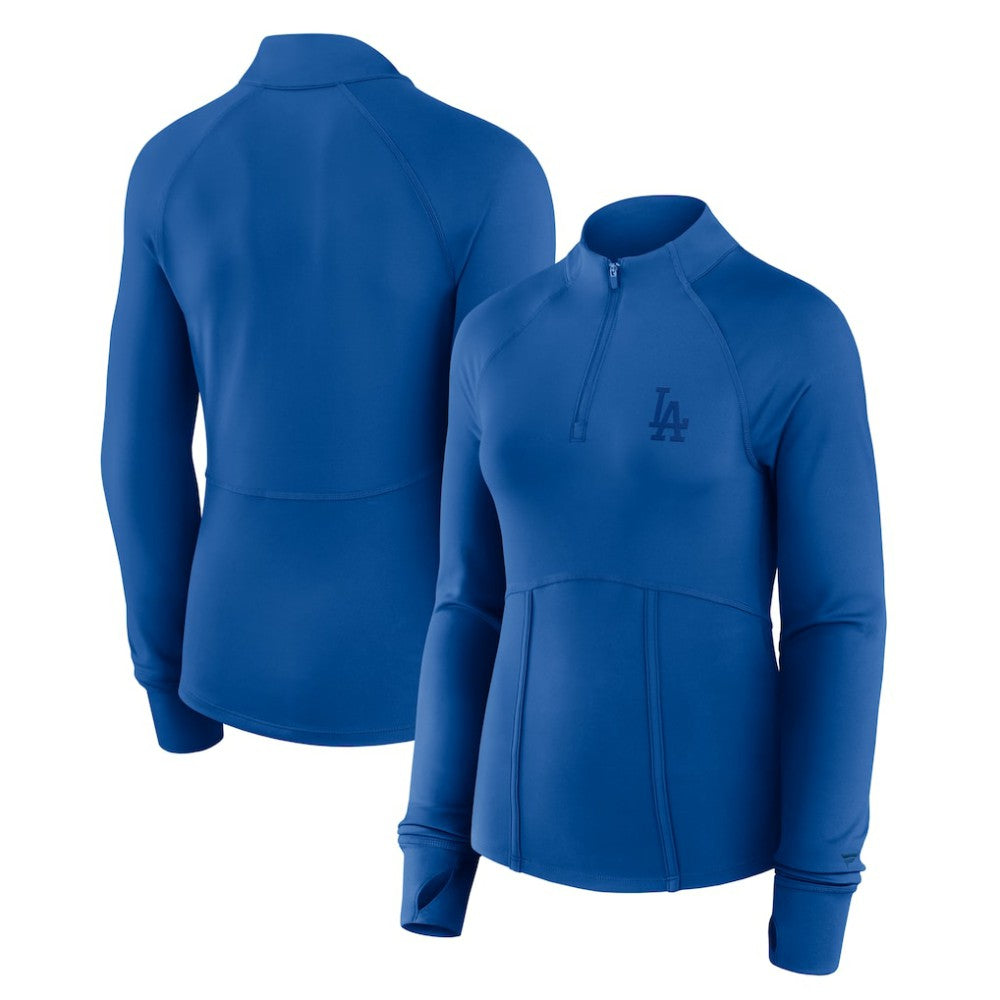 Los Angeles Dodgers Fanatics Women's Elements Raglan Tri-Blend Quarter-Zip Top | MLB Outlet