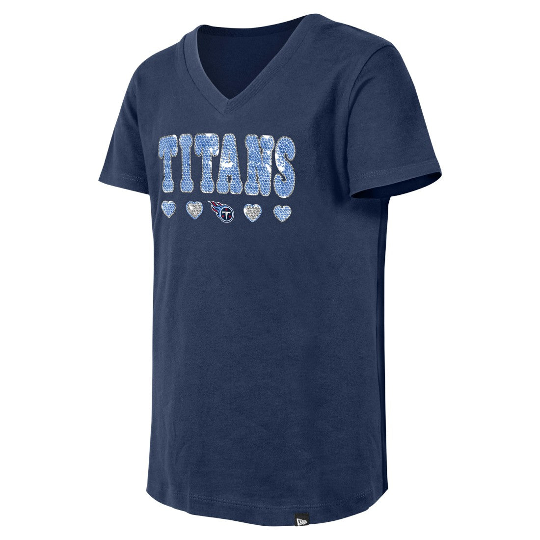 Tennessee Titans New Era Girls Youth Flip Sequin V-Neck T-Shirt
