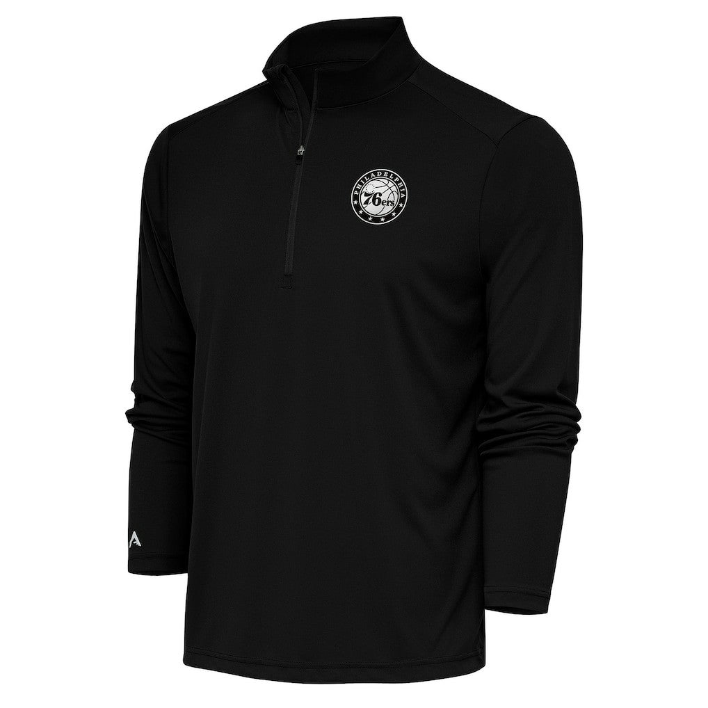Philadelphia 76ers Antigua Metallic Logo Tribute Quarter-Zip Pullover On Sale