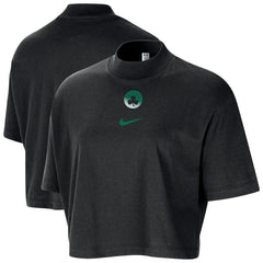 Boston Celtics Women's Courtside Mock Neck Loose Fit Cropped T-Shirt New