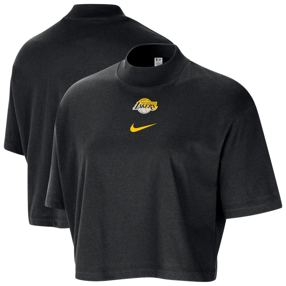 Los Angeles Lakers Women's Courtside Mock Neck Loose Fit Cropped T-Shirt Online