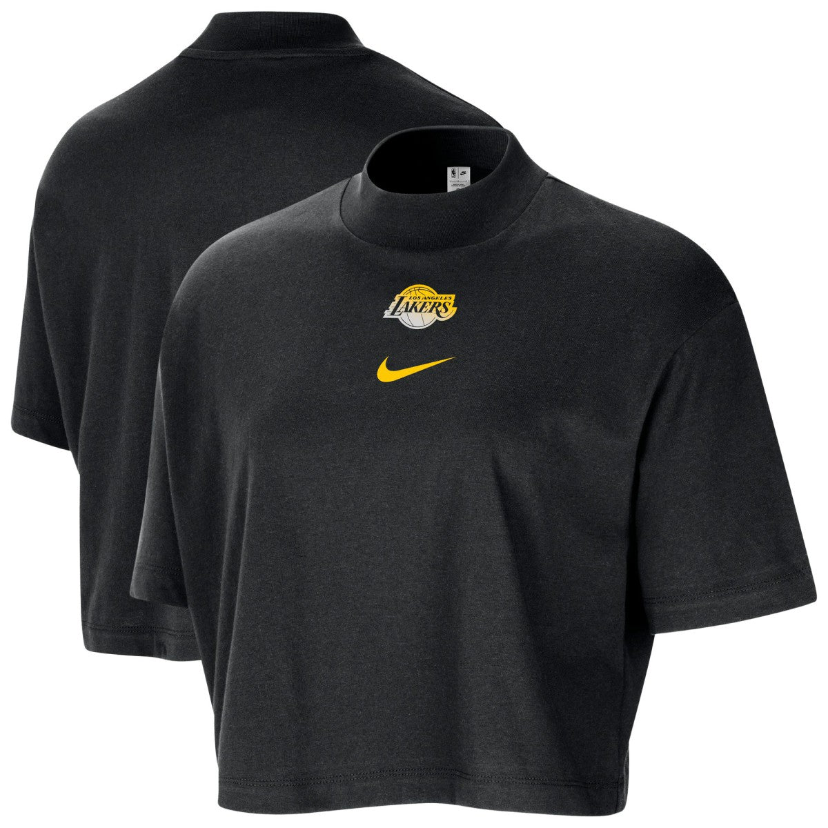 Los Angeles Lakers Women's Courtside Mock Neck Loose Fit Cropped T-Shirt Online