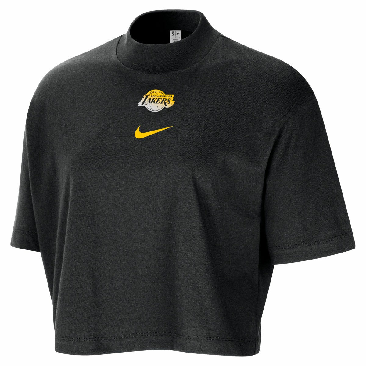 Los Angeles Lakers Women's Courtside Mock Neck Loose Fit Cropped T-Shirt Online