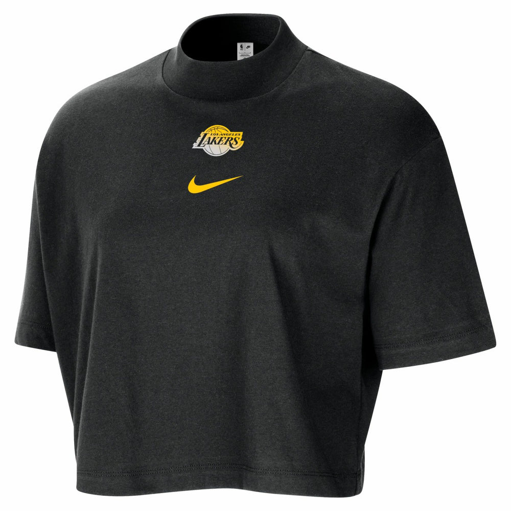 Los Angeles Lakers Women's Courtside Mock Neck Loose Fit Cropped T-Shirt Online