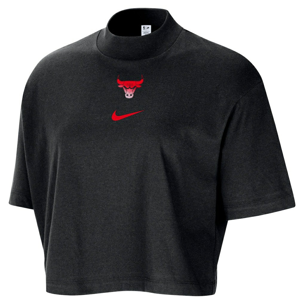 Chicago Bulls Women's Courtside Mock Neck Loose Fit Cropped T-Shirt sale Discount