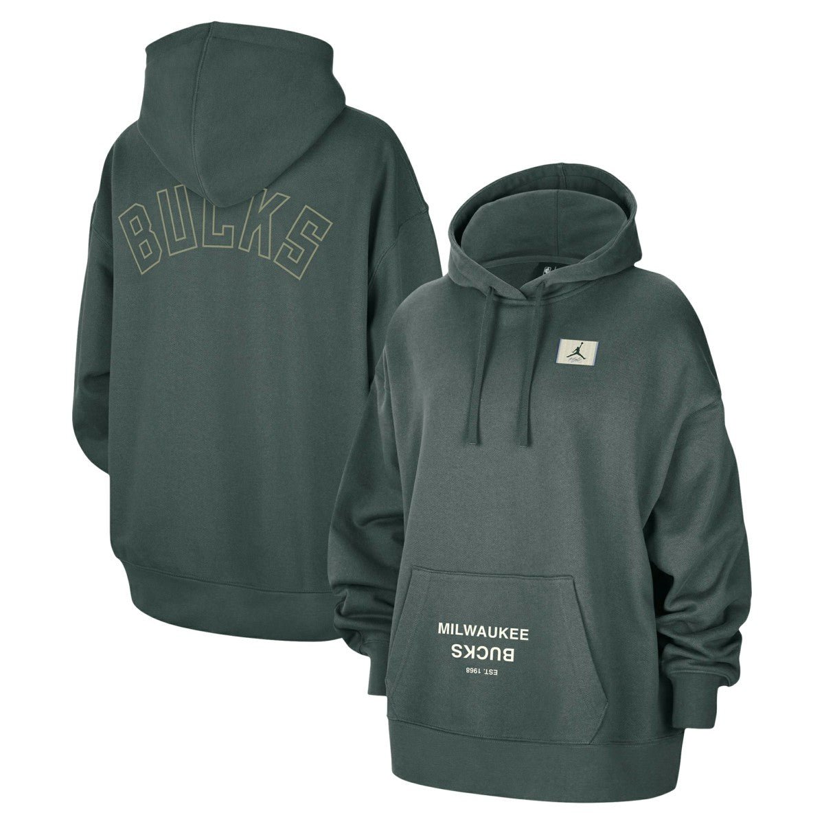 Milwaukee Bucks Jordan Brand Women's Courtside Statement Edition Oversize Pullover Hoodie New