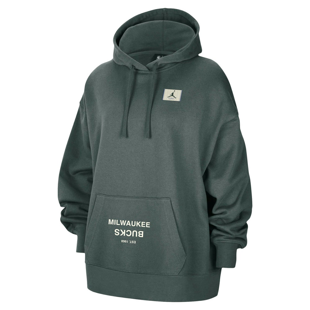Milwaukee Bucks Jordan Brand Women's Courtside Statement Edition Oversize Pullover Hoodie New