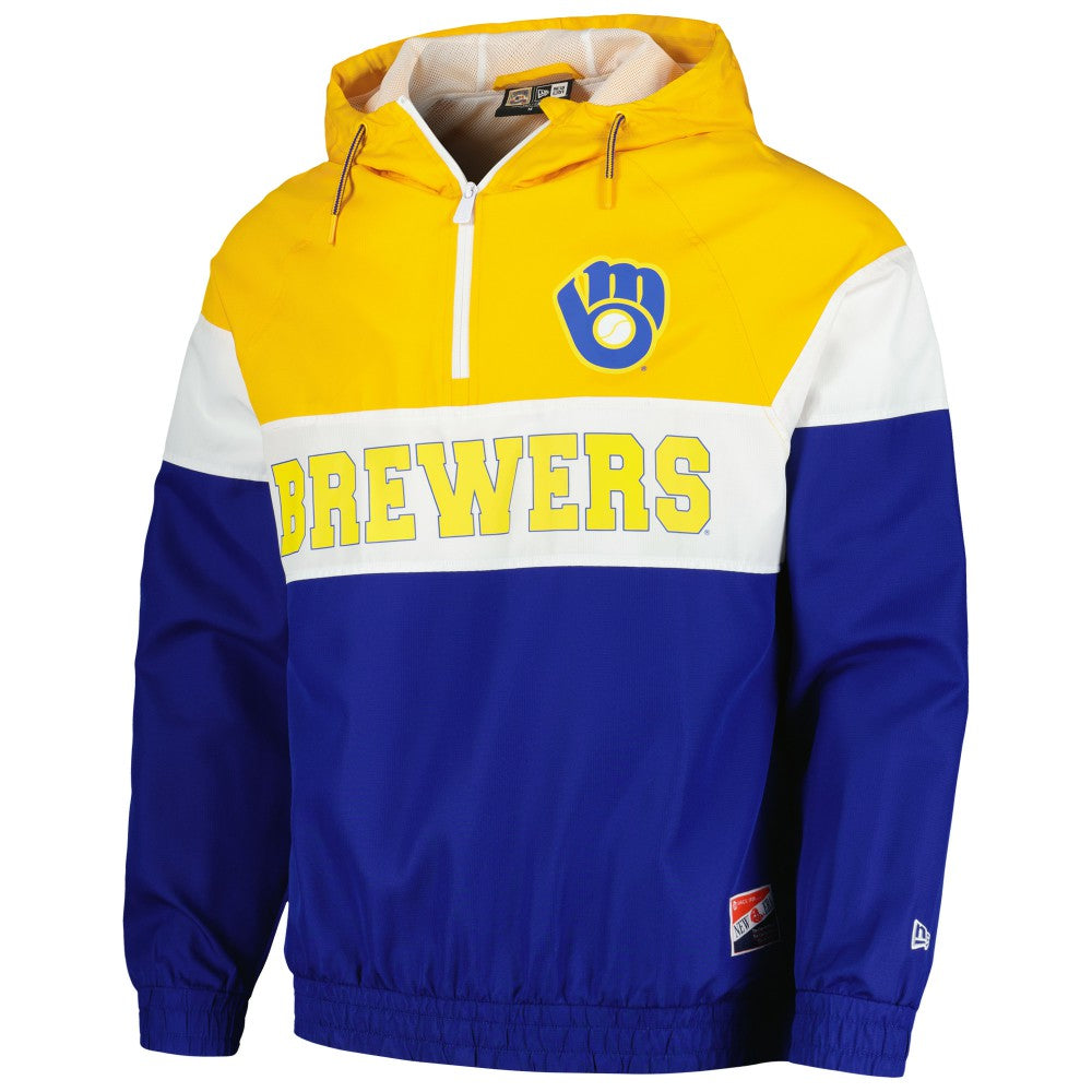 Milwaukee Brewers New Era Ripstop Raglan Quarter-Zip Hoodie Windbreaker Jacket | MLB Sale