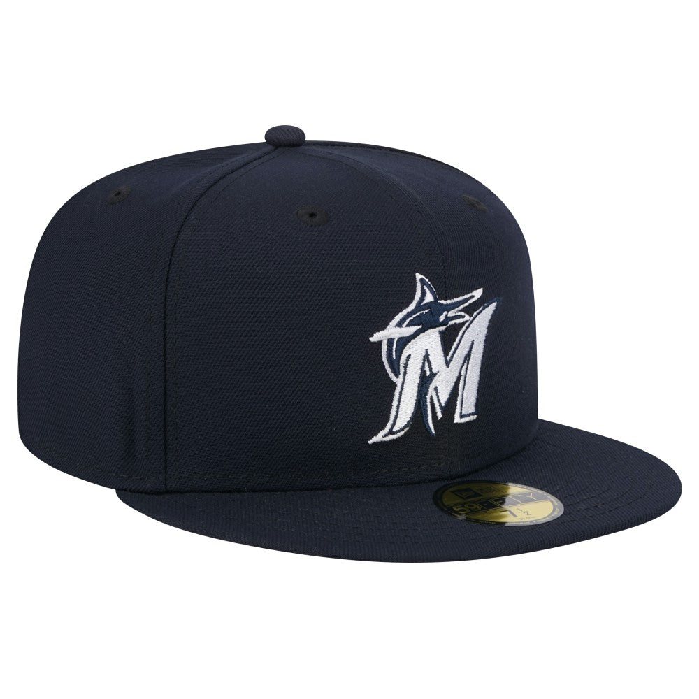 Miami Marlins New Era White Logo 59FIFTY Fitted Hat | MLB Discount