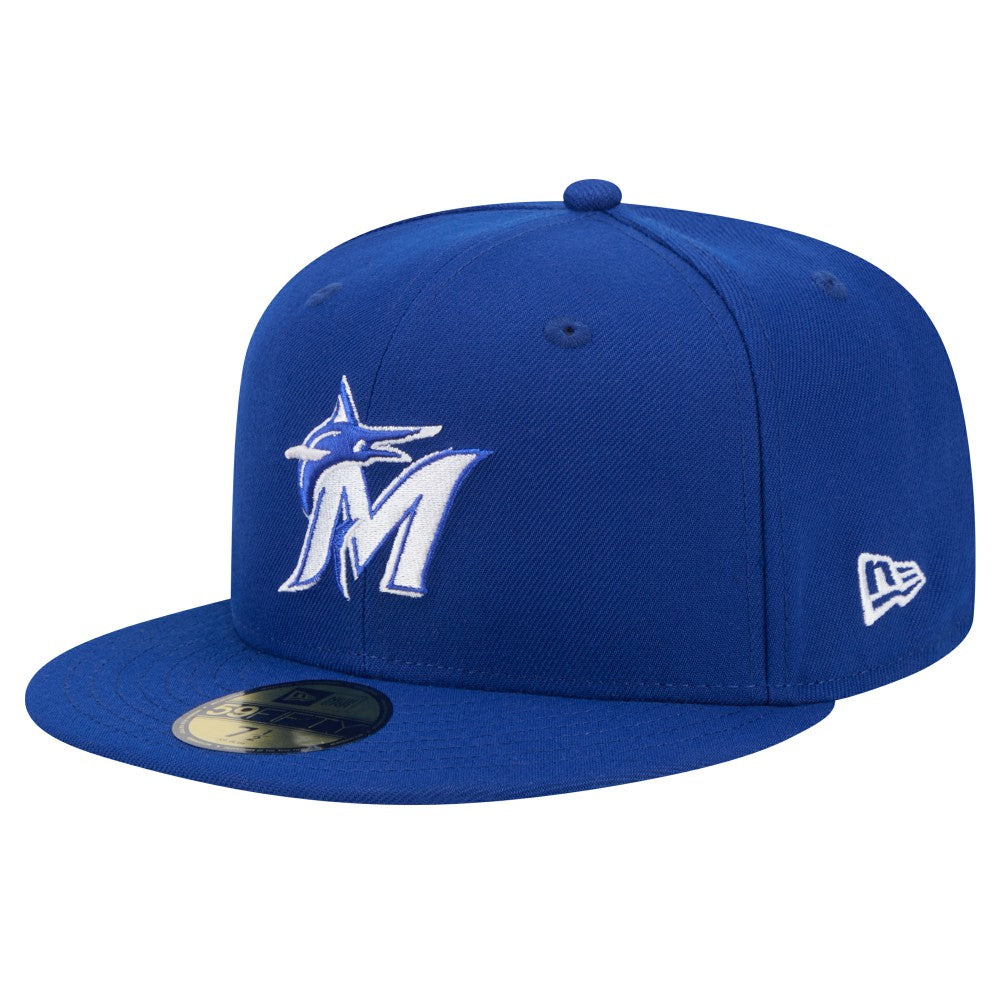 Miami Marlins New Era White Logo 59FIFTY Fitted Hat | MLB Outlet