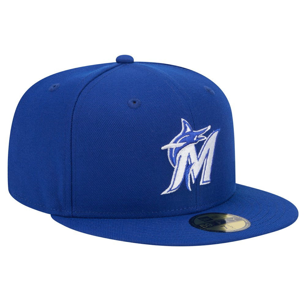 Miami Marlins New Era White Logo 59FIFTY Fitted Hat | MLB Outlet