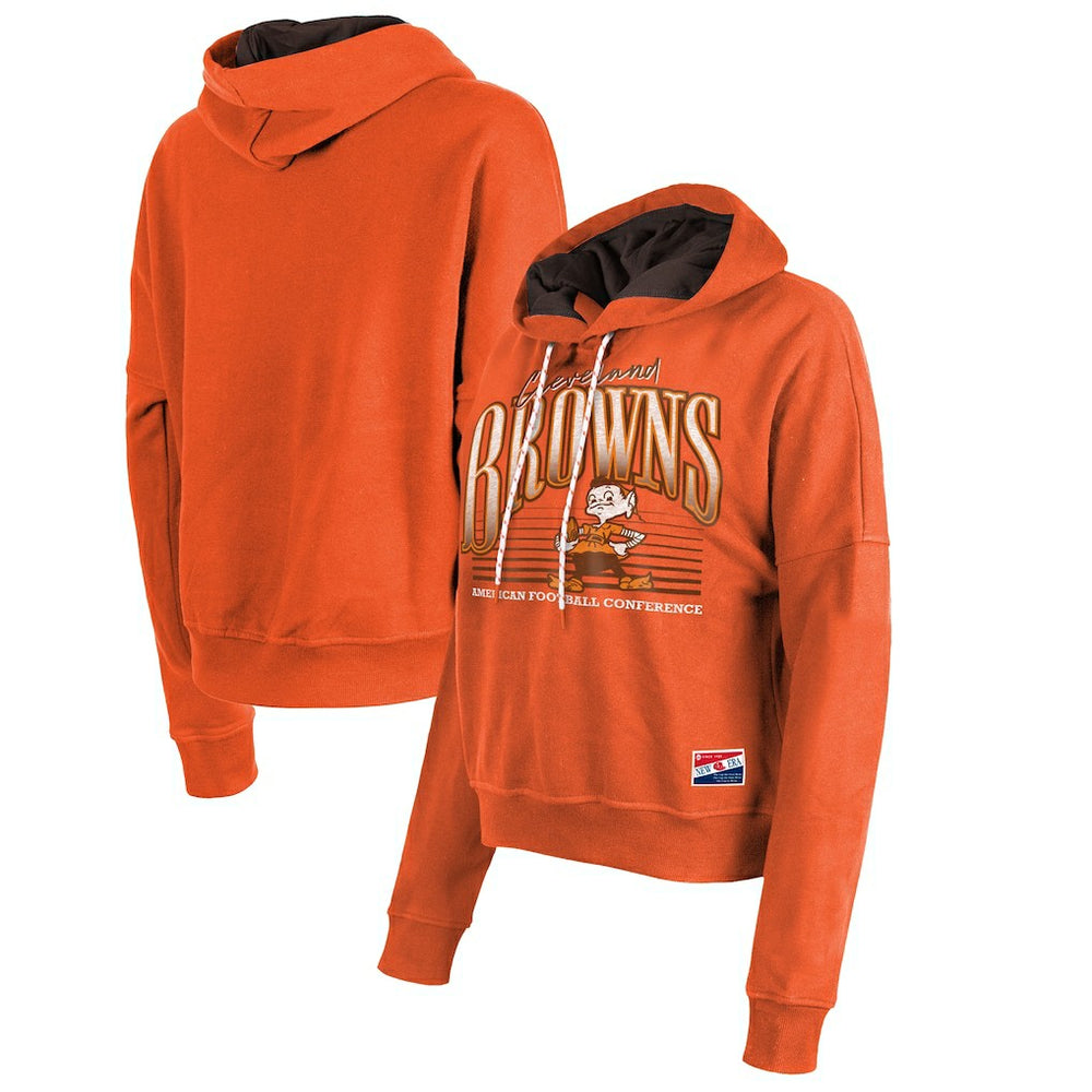 Cleveland Browns New Era Women's Throwback Boxy Pullover Hoodie