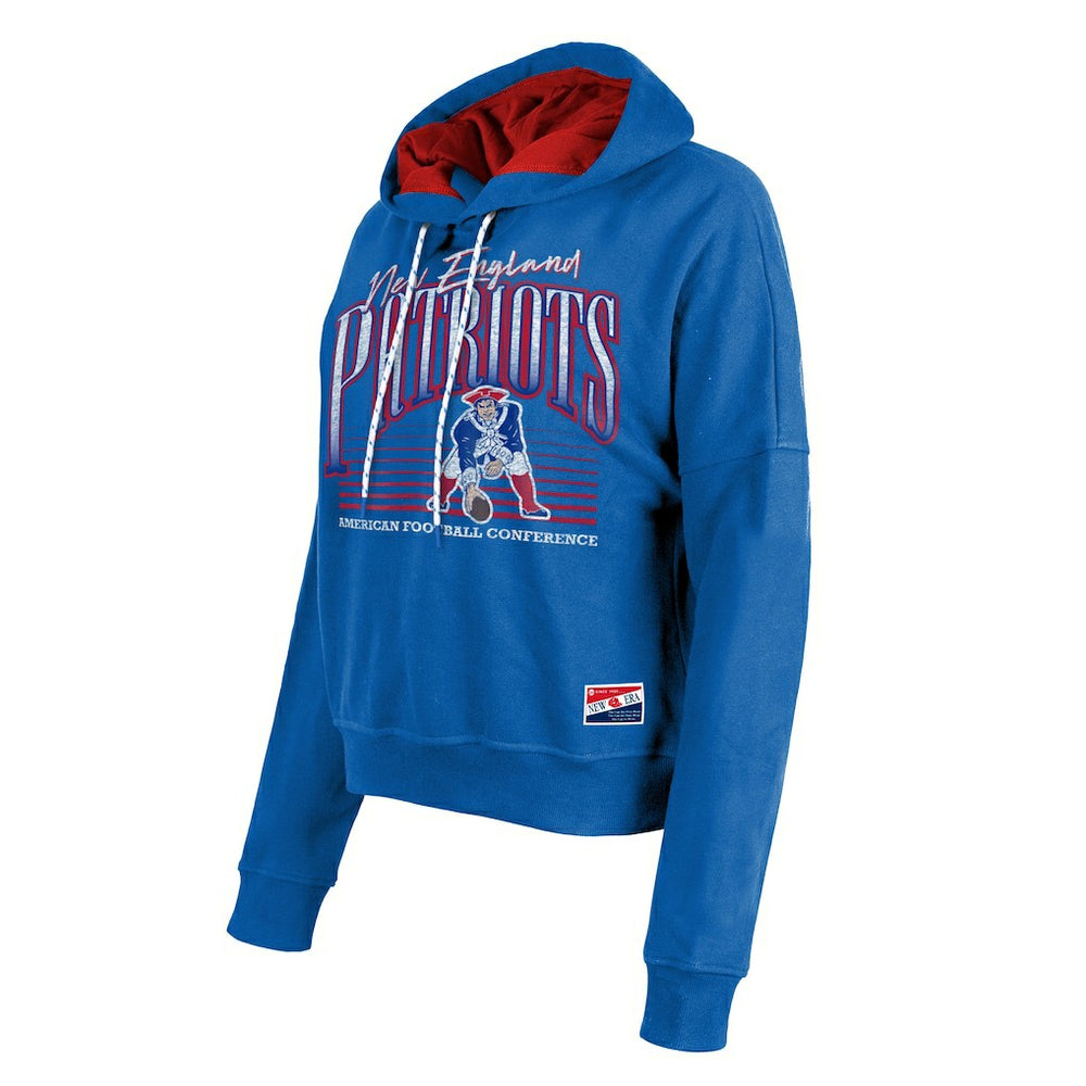 New England Patriots New Era Women's Throwback Boxy Pullover Hoodie