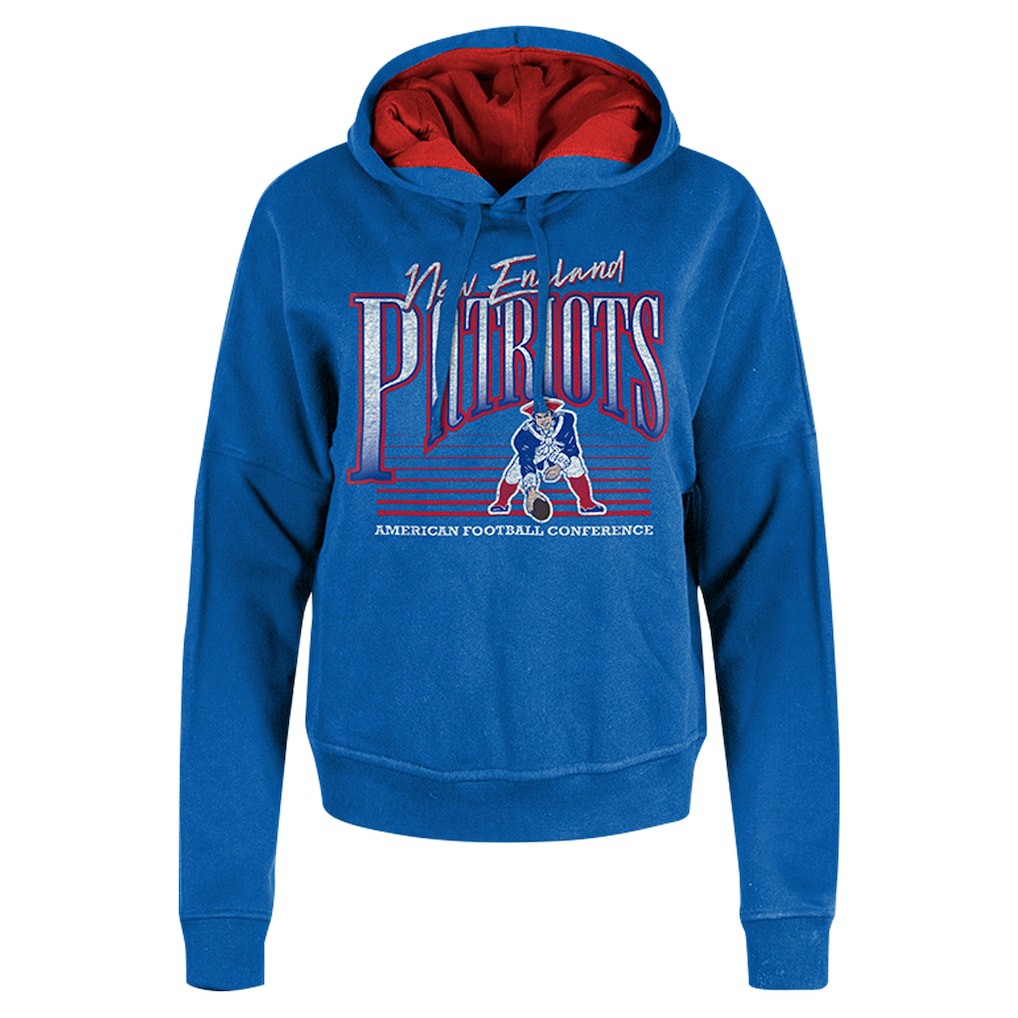 New England Patriots New Era Women's Throwback Boxy Pullover Hoodie