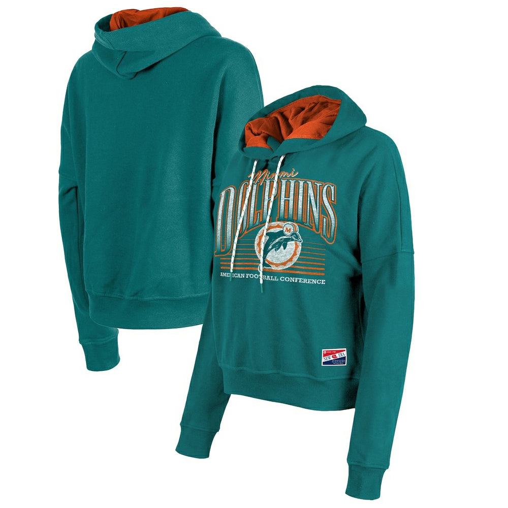 Miami Dolphins New Era Women's Throwback Boxy Pullover Hoodie