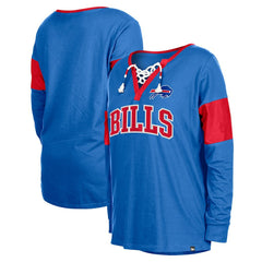 Buffalo Bills New Era Women's Lace-Up Notch-Neck Long Sleeve T-Shirt
