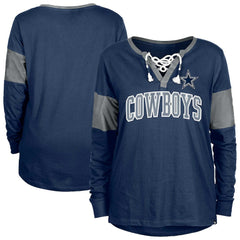 Dallas Cowboys New Era Women's Lace-Up Notch-Neck Long Sleeve T-Shirt