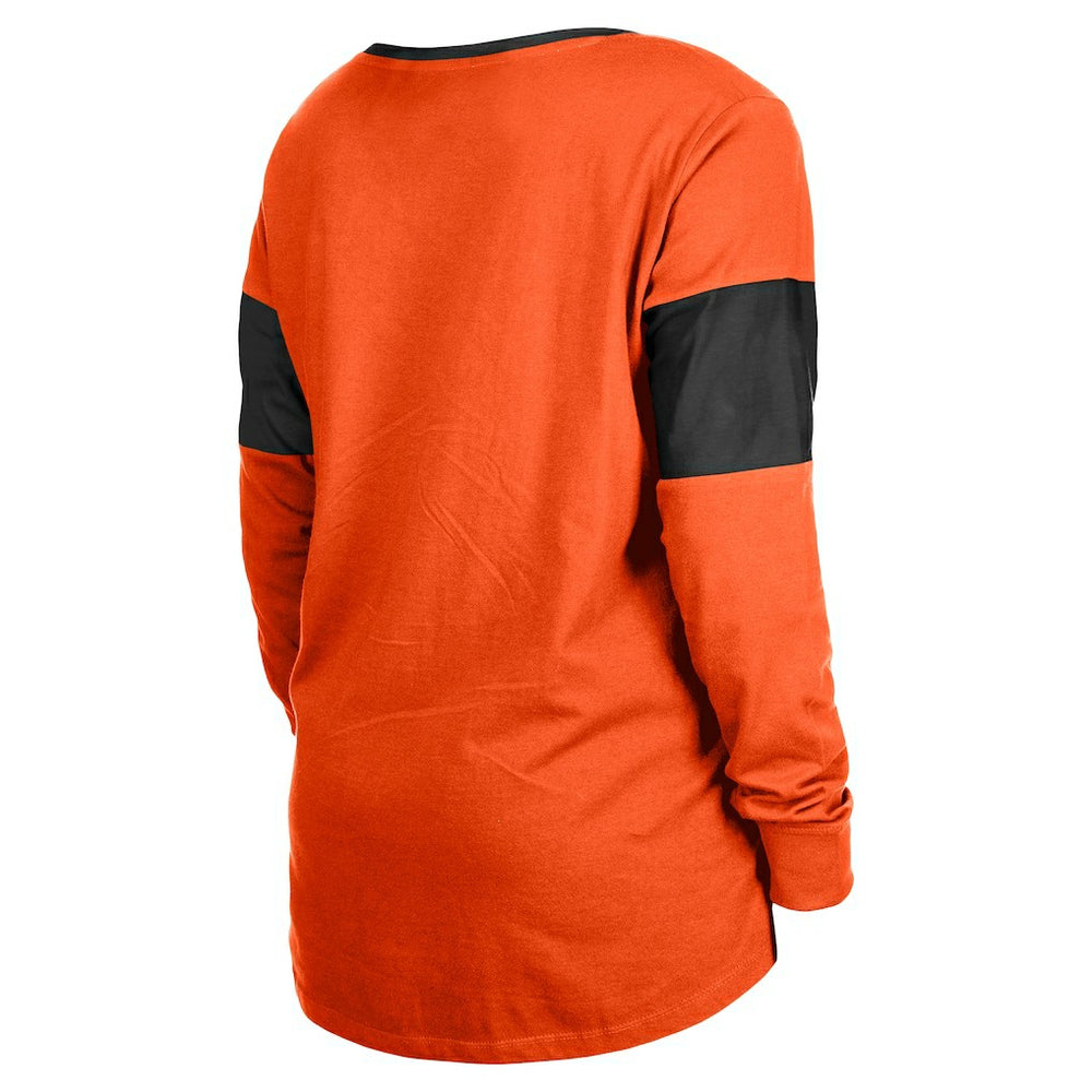 Cincinnati Bengals New Era Women's Lace-Up Notch-Neck Long Sleeve T-Shirt