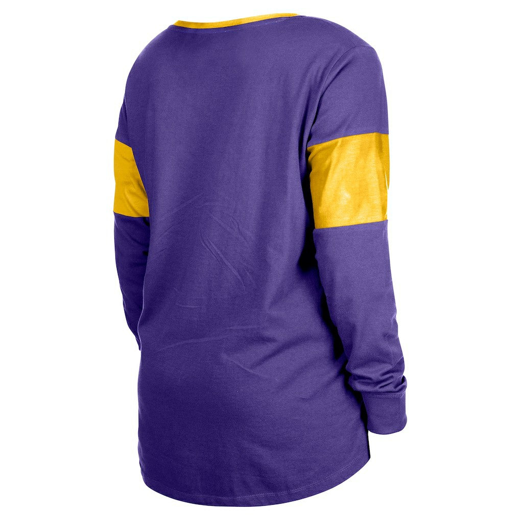 Minnesota Vikings New Era Women's Lace-Up Notch-Neck Long Sleeve T-Shirt