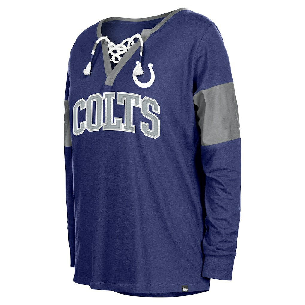 Indianapolis Colts New Era Women's Lace-Up Notch-Neck Long Sleeve T-Shirt