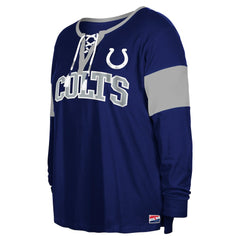 Indianapolis Colts New Era Women's Plus Size Lace-Up Notch Neck Long Sleeve T-Shirt