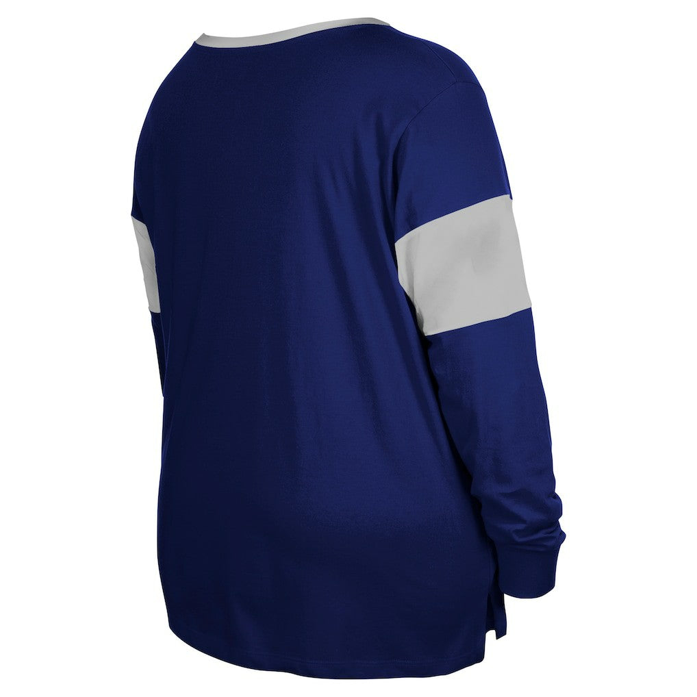 Indianapolis Colts New Era Women's Plus Size Lace-Up Notch Neck Long Sleeve T-Shirt