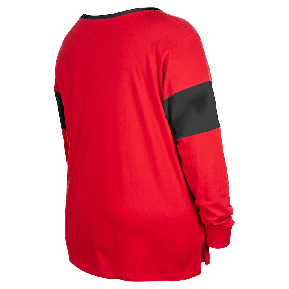 San Francisco 49ers New Era Women's Plus Size Lace-Up Notch Neck Long Sleeve T-Shirt