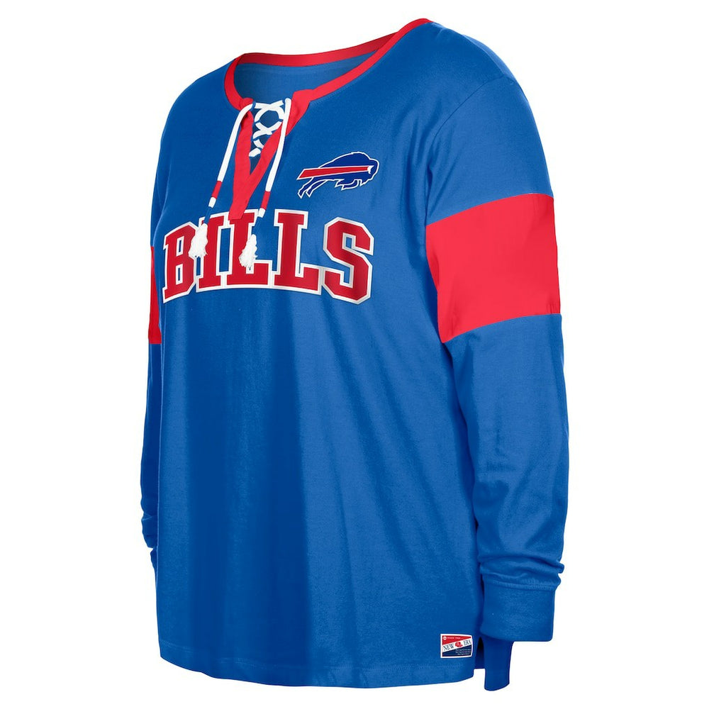 Buffalo Bills New Era Women's Plus Size Lace-Up Notch Neck Long Sleeve T-Shirt