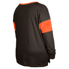 Cleveland Browns New Era Women's Plus Size Lace-Up Notch Neck Long Sleeve T-Shirt