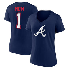 Atlanta Braves Fanatics Women's Plus Size Mother's Day #1 Mom V-Neck T-Shirt | MLB New