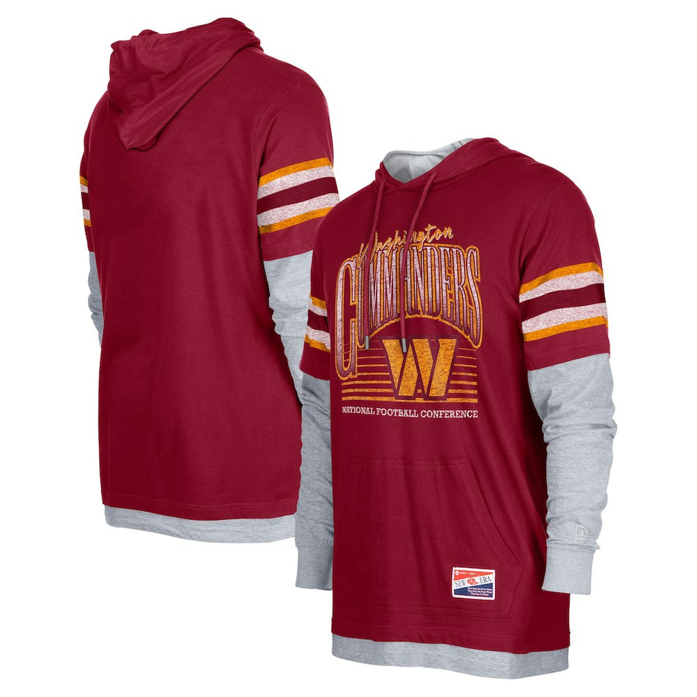 Washington Commanders New Era Twofer Long Sleeve Hooded T-Shirt